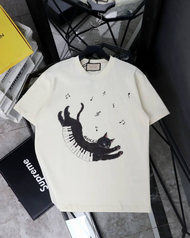 Real photos Gucci Leaping Kitten Round Neck Short Sleeve T-shirt Style number: 3