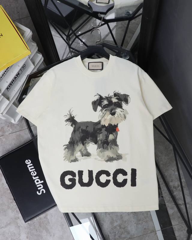 Gucci Poodle Round Neck Short Sleeve T-shirt Style number: 341 Original fabric o