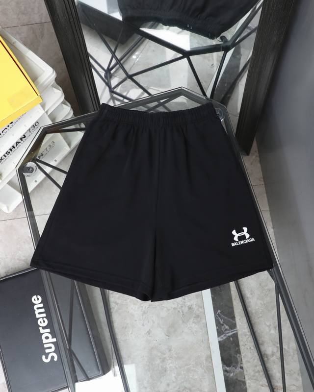 Top version Balenciaga co-branded Under Armour embroidered big terry shorts Loos