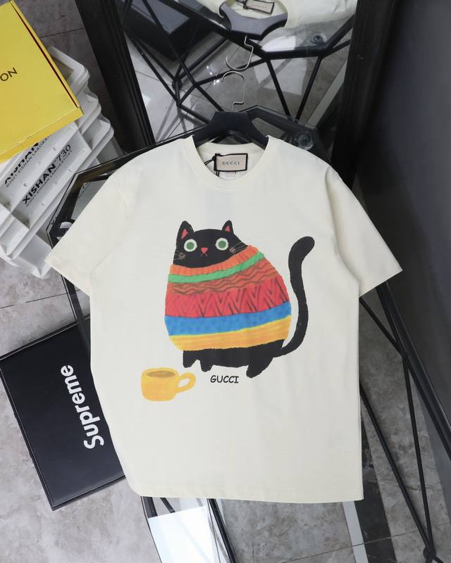 Gucci chubby kitten round neck short-sleeved T-shirt Style number: 344 Original