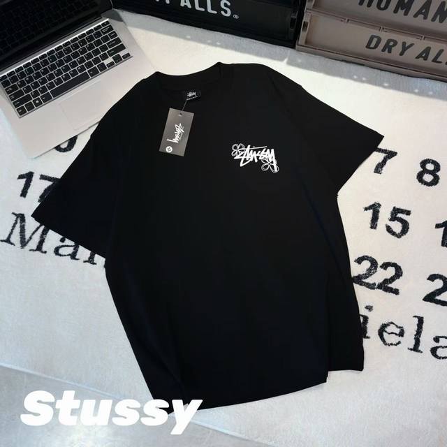 Stussy small flower print short sleeves for men and women - Fabric: original one