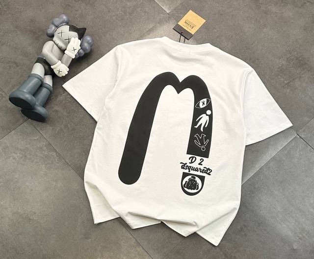 New Evisu Fukushen logo printed casual couple short-sleeved T-shirt, classic and