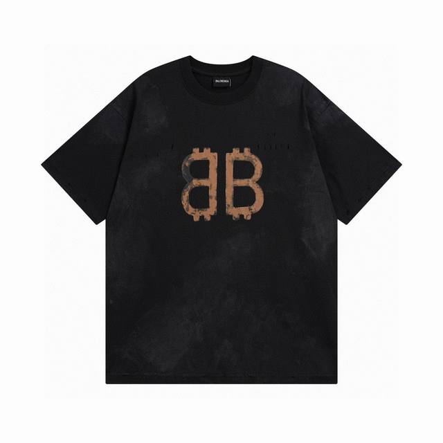 Black and blue Balenciaga 2025 Ss latest mud-dyed distressed hand-painted worn B