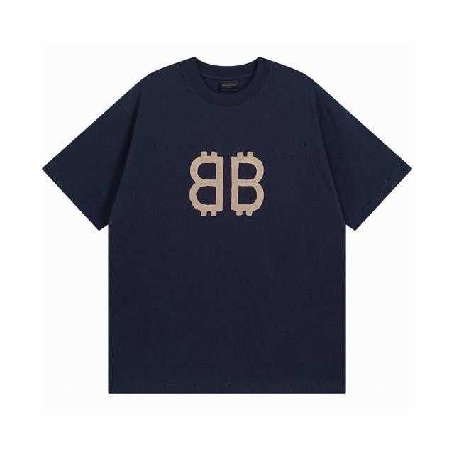 Royal blue Balenciaga 2025 Ss latest mud-dyed distressed hand-painted worn Bb sh