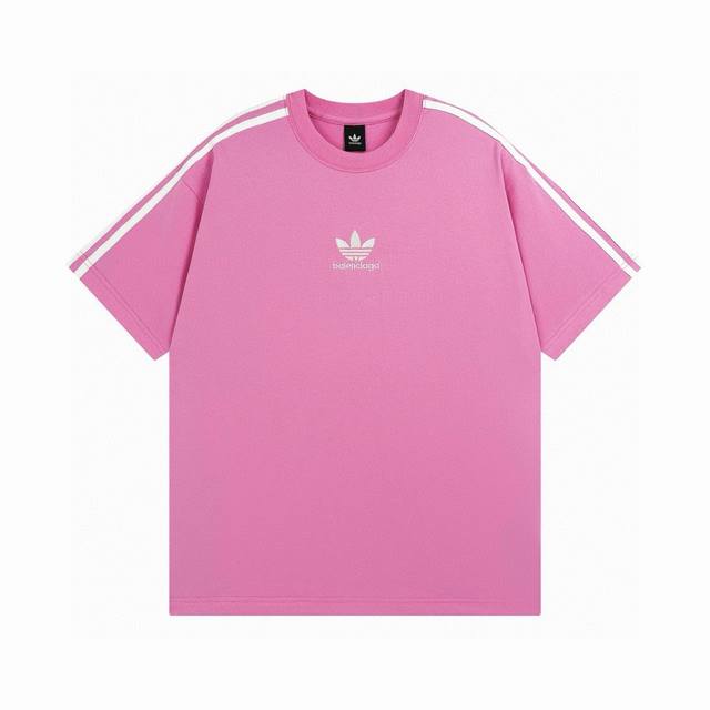 Balenciaga Paris family co-branded Adidas clover stripe logo print short-sleeved