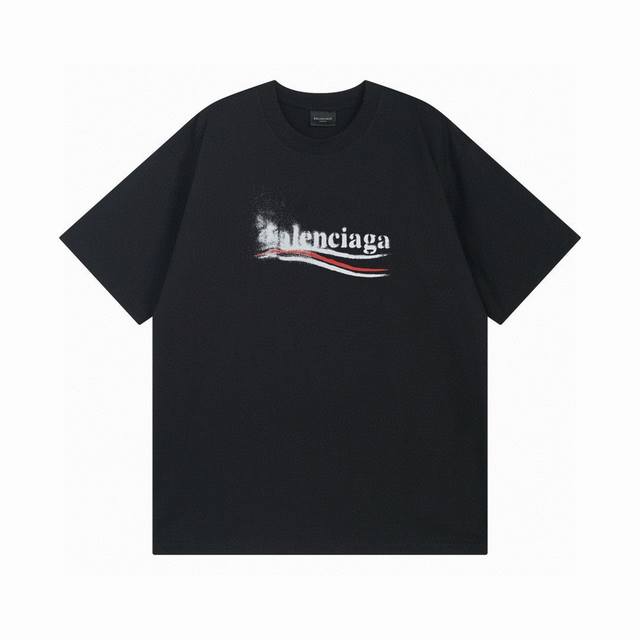 Balenciaga 2025 Ss classic cola wave graffiti print short-sleeved T-shirt The qu