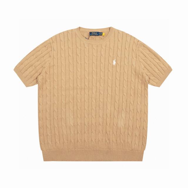 Men's Ralph Lauren round neck solid color pony embroidered logo knitted short sl