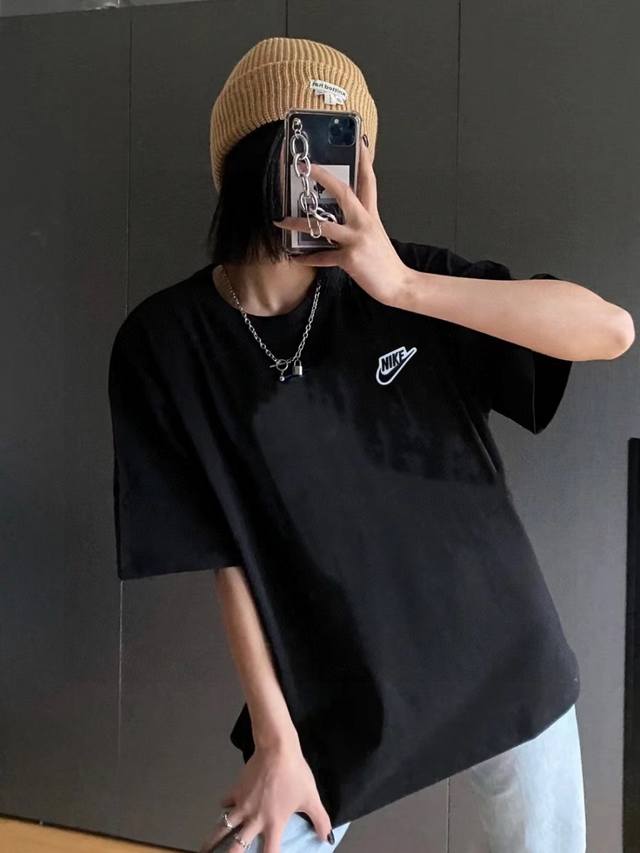 Top patch embroidery quality Nike Basic short sleeves loose men and women same s