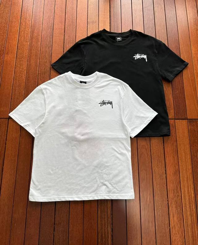 Stussy 25Ss color printed short-sleeved high version heavy-duty short-sleeved T-