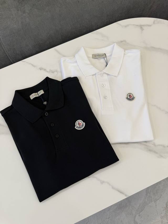 Moncler classic patch logo casual black and white basic polo shirt Made of high-