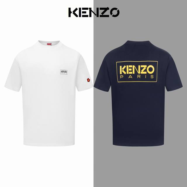 Kenzo small flower embroidery letters color printing round neck short sleeves Fa