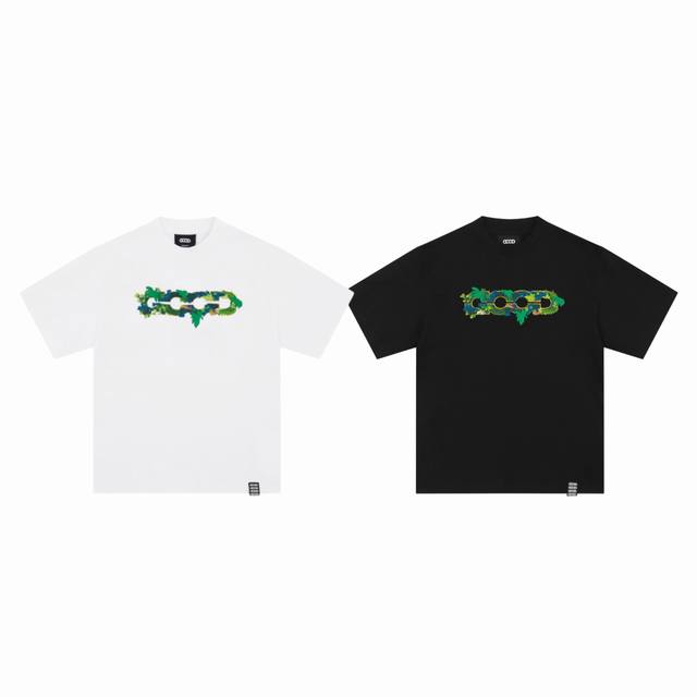 Goodbrand 25Ss 3D green plant embroidery map print high street couple round neck