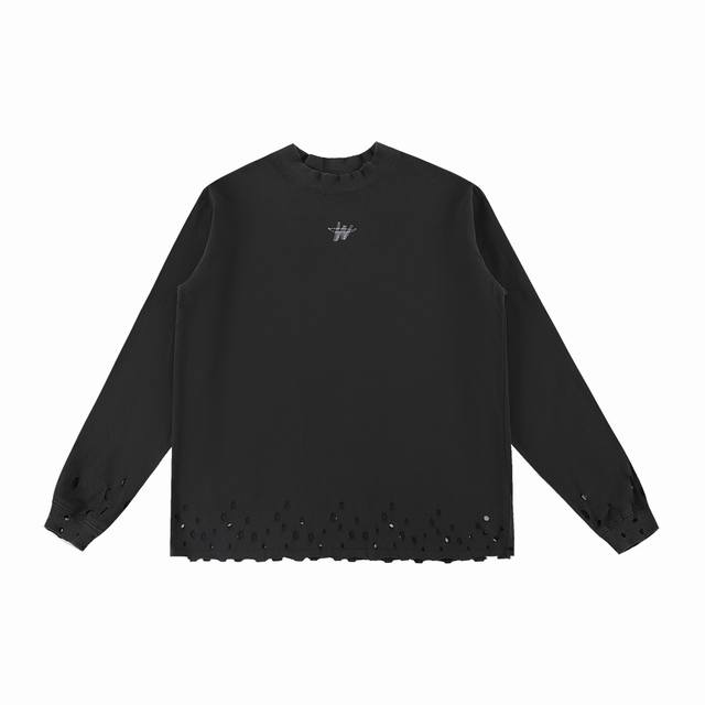 Top version Korean trendy brand We11Done 25Fw ripped W letter couple bottoming l