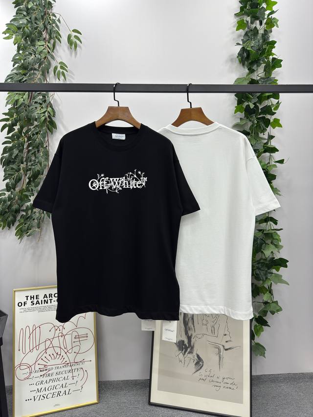 2025Ss new spring and summer Brand: Off-White Short-sleeved T-shirt with floral