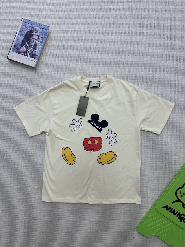 Gucci Gucci Childish Cartoon Mickey Printed Pattern Loose Casual Solid Color Fas