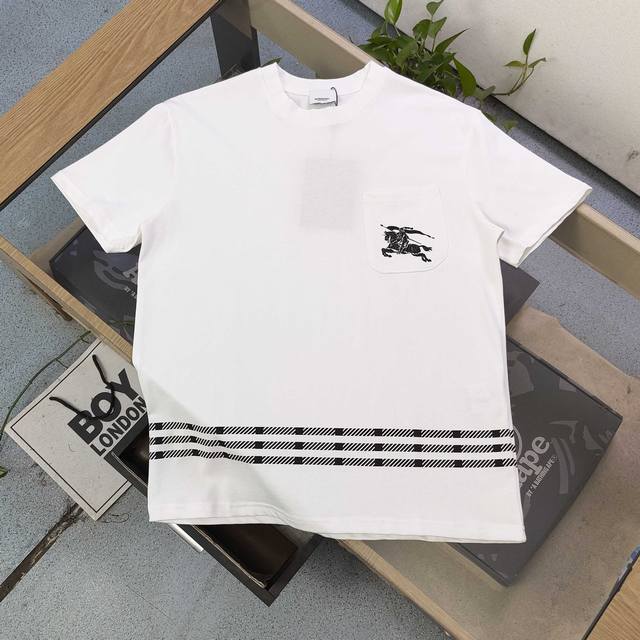 High version 2025 new Burberry Pocket Warhorse pattern Logo printed casual coupl