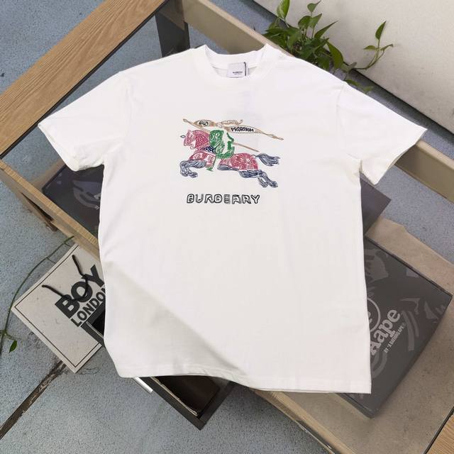 High version 2025 new Burberry embroidered colorful war horse abstract letter pa