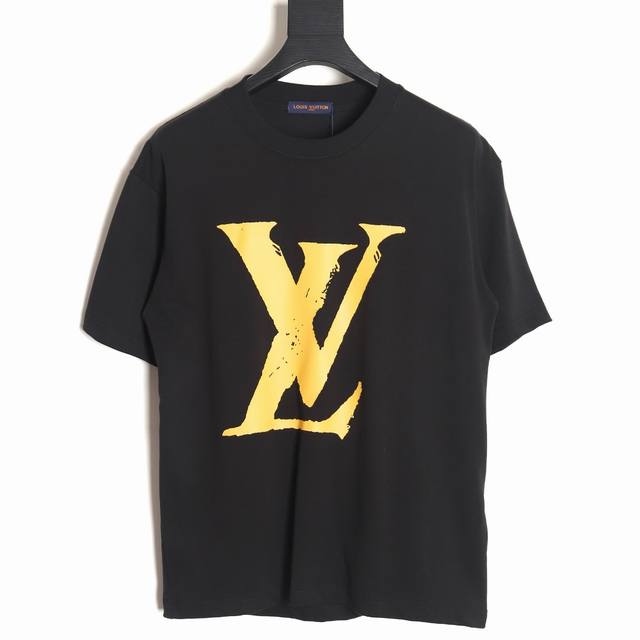 Louis Vuitton Lv Louis Vuitton ripped large logo print couple round neck short-s