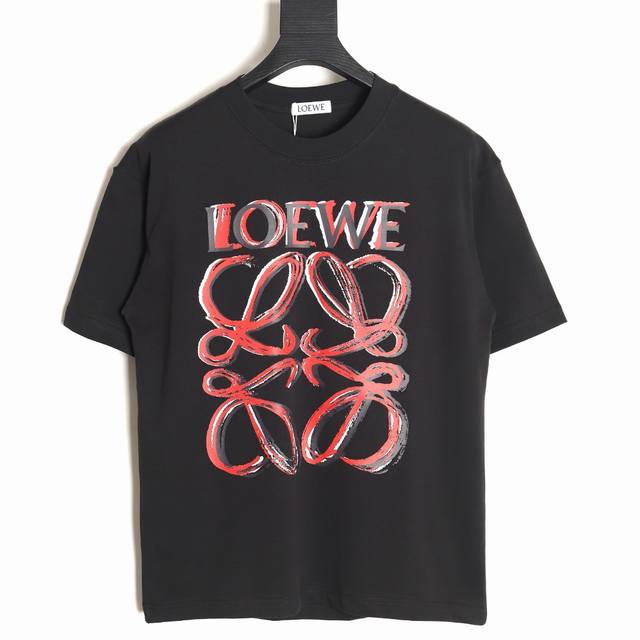 Loewe red painted print couple round neck short-sleeved T-shirt - top version T0