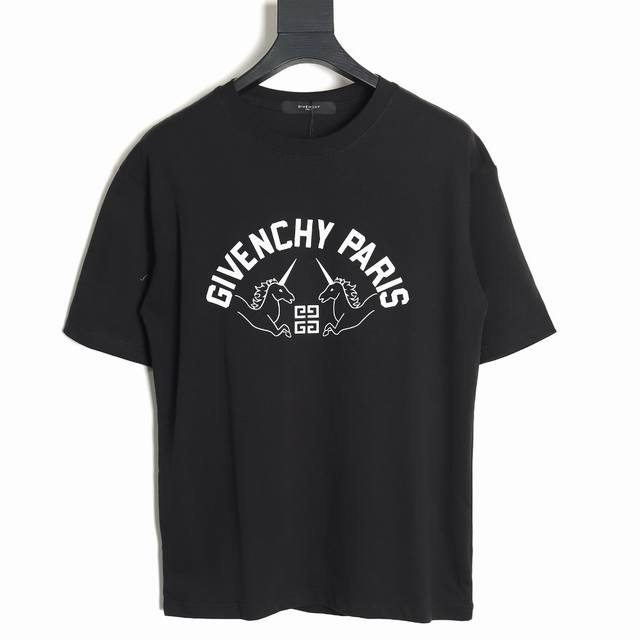 Givenchy Unicorn Reflective Print Couple Round Neck Short Sleeve T-shirt - Top V