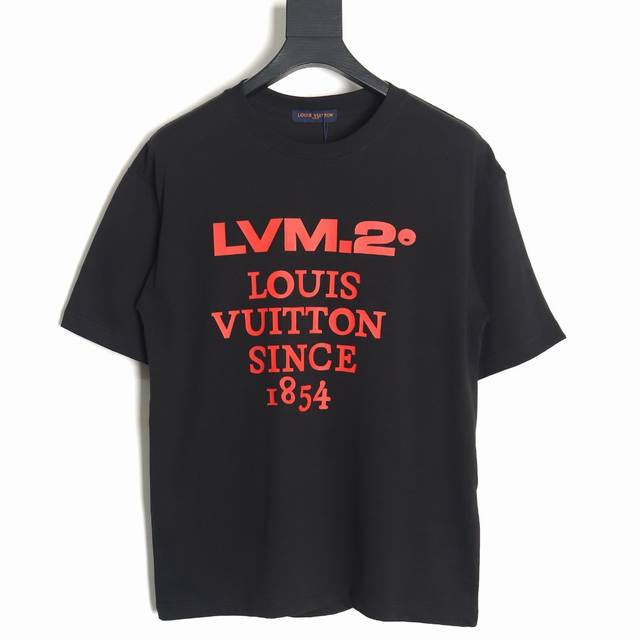 Louis Vuitton Lv Louis Vuitton red letter print couple round neck short-sleeved