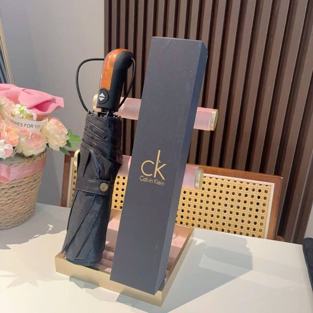 Ck New men's dark pattern letter three-fold hand-open folding umbrella with fine
