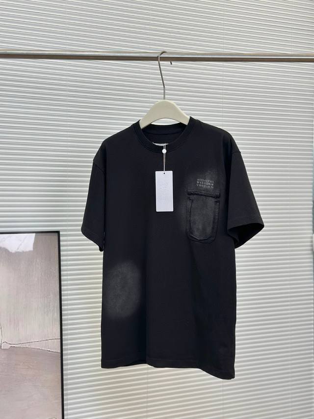 Maison Margiela Mm6 summer washed distressed worn pocket letter short-sleeved T-