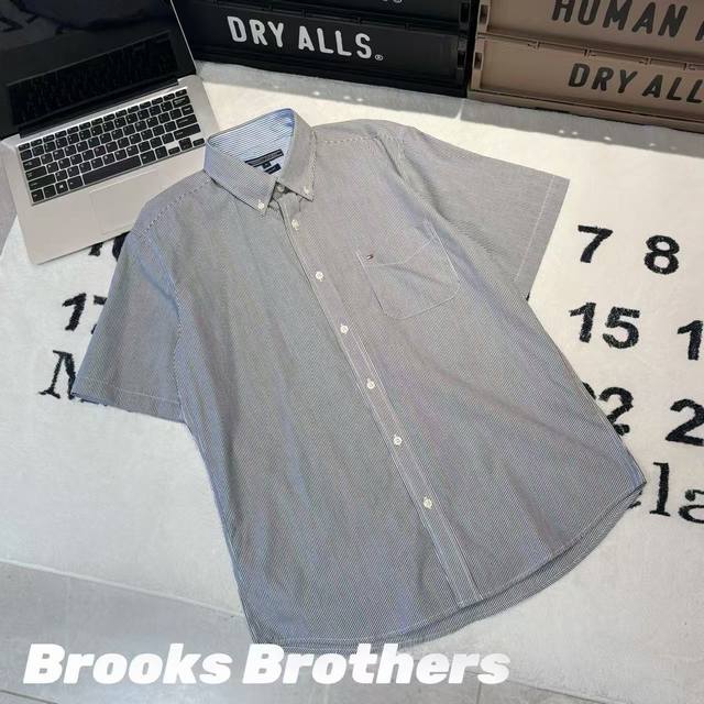 Brooks Brothers men's slim-fit American Oxford short-sleeved casual shirt - Fabr