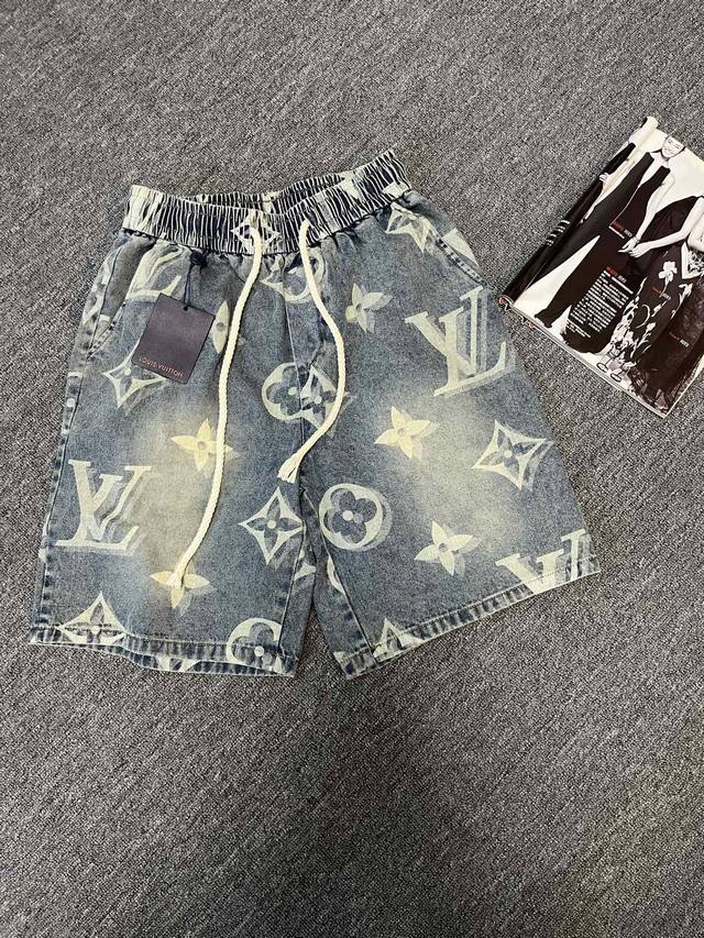 Louis Vuitton Fw25 & Louis Vuitton summer new full print jacquard denim shorts c