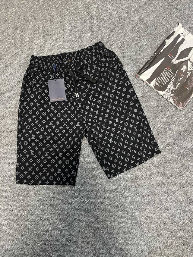 Lv full-print logo ice silk casual shorts Selected high-precision cool silk cott