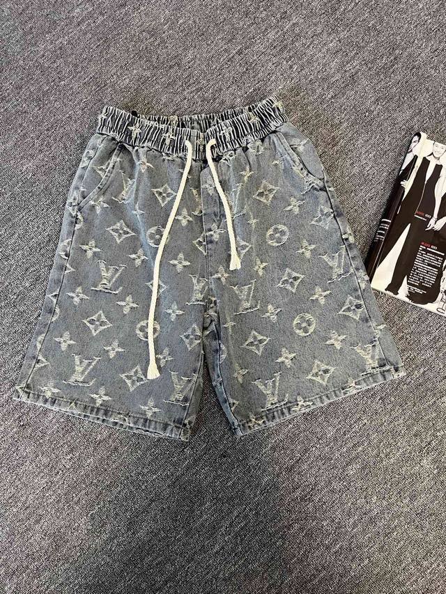 Louis Vuitton Lv Louis Vuitton 24Ss new full-print five-point pants denim shorts