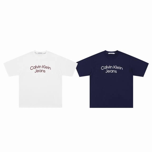 Calvin Klein Ck latest counter model contrasting letter Logo printed couple roun