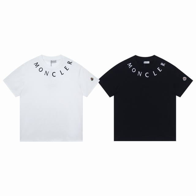 Moncler classic collar letter logo printed sleeve couple round neck short-sleeve