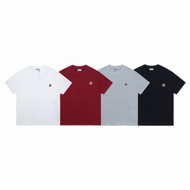 Moncler classic chest badge simple couple round neck short-sleeved T-shirt - pur