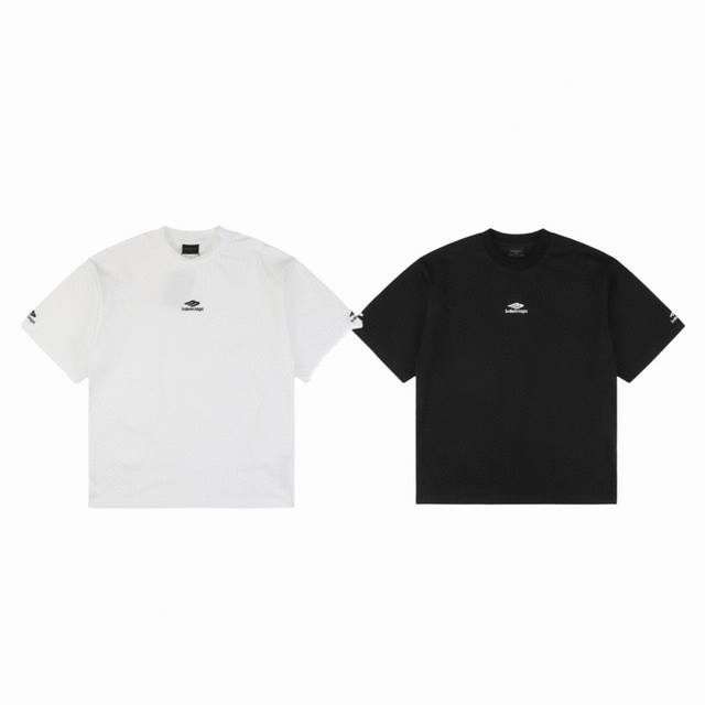 Balenciaga ski series embroidered small M letter logo sleeve couple round neck s