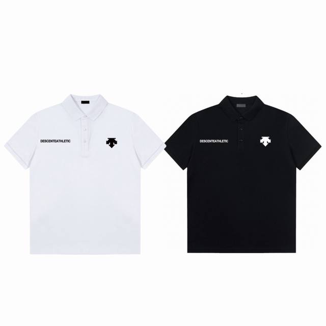 Descente classic left and right logo print sports casual quick-drying lapel men'