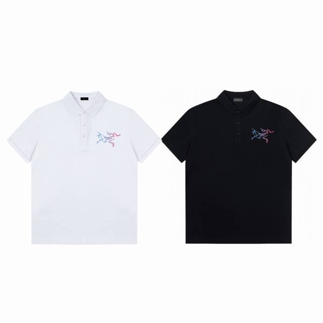 Arc'teryx 25Ss colorful bird Logo print sports casual quick-drying lapel men's p