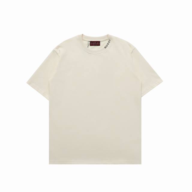 Top replica version of Gucci new collar offset printed logo casual short-sleeved