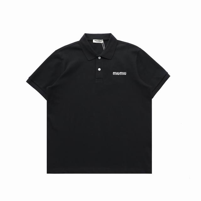 Top replica version Miu Miu Miu counter model embroidered logo casual lapel Polo