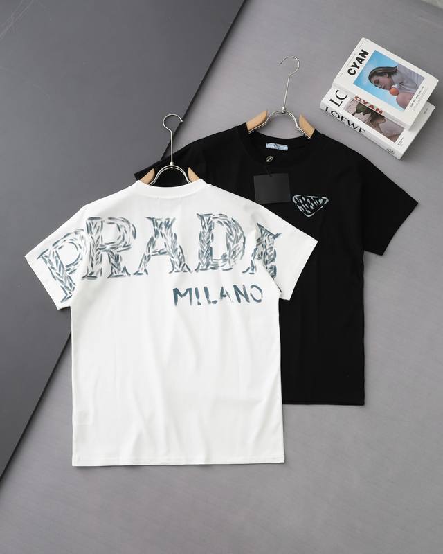 High quality Prada Prada new T-shirt with digital graffiti on the back! 25Ss new