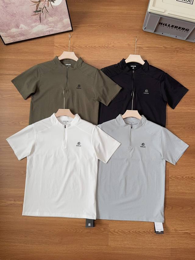 Kaleshi Half Zip Short Sleeve Summer Men's Stand Collar Half Zip Short Sleeve Ru