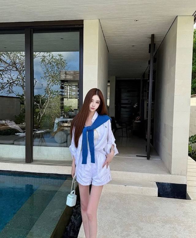 New arrival Rl Raff sun protection shirt + blue shawl + shorts three-piece set L