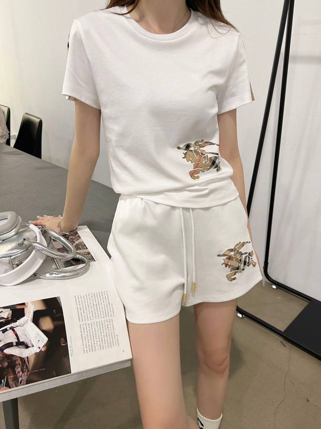 New arrival Burberr* Burberry 25Ss new sleeve patchwork plaid T-shirt set patter