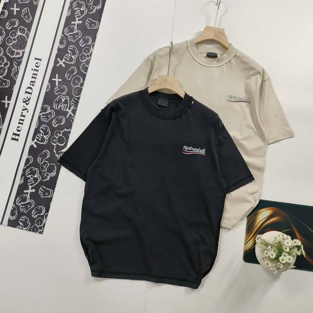 Size Xs-L Reversible Balenciaga short-sleeved T-shirt classic Coke wave Logo rev
