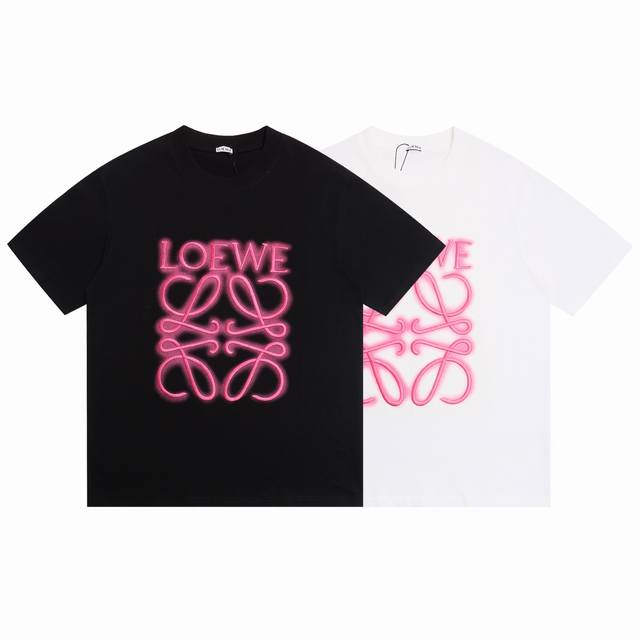 Loewe 2025Ss new letter print 10,000-needle embroidery couple casual short-sleev