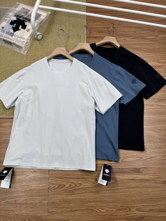 Descente silicone thick version printed sports casual short-sleeved round neck T