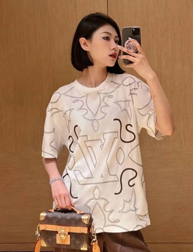 Top replica Louis Vuitton Ss25 tie-dye print loose casual round neck pullover sh