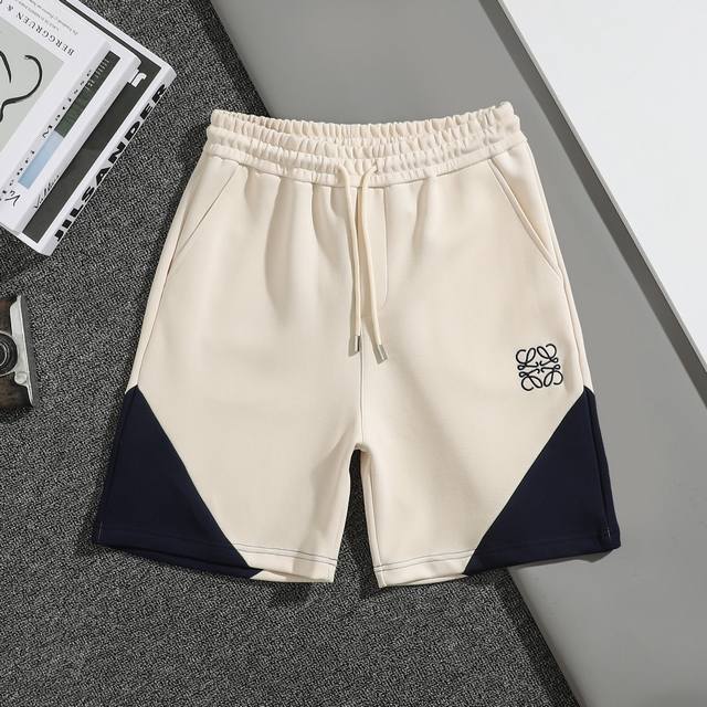 New top replica version Loew 2025Ss new shorts classic contrast color embroidere