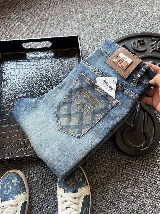 Top luxury jeans from the counter! Popular item! Prada Miu Miu series high-luxur