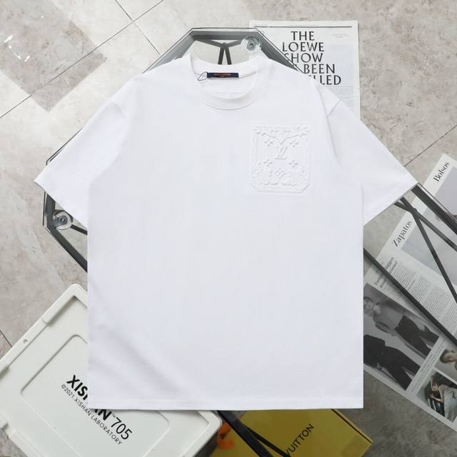 New Original Top-grade Replica Louis Vuitton LV Pocket Embossed Casual Short Sle